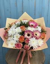 Букет цветов из:  Розы, Герберы и Хризантемы #REPLACE_PRED# Усинске