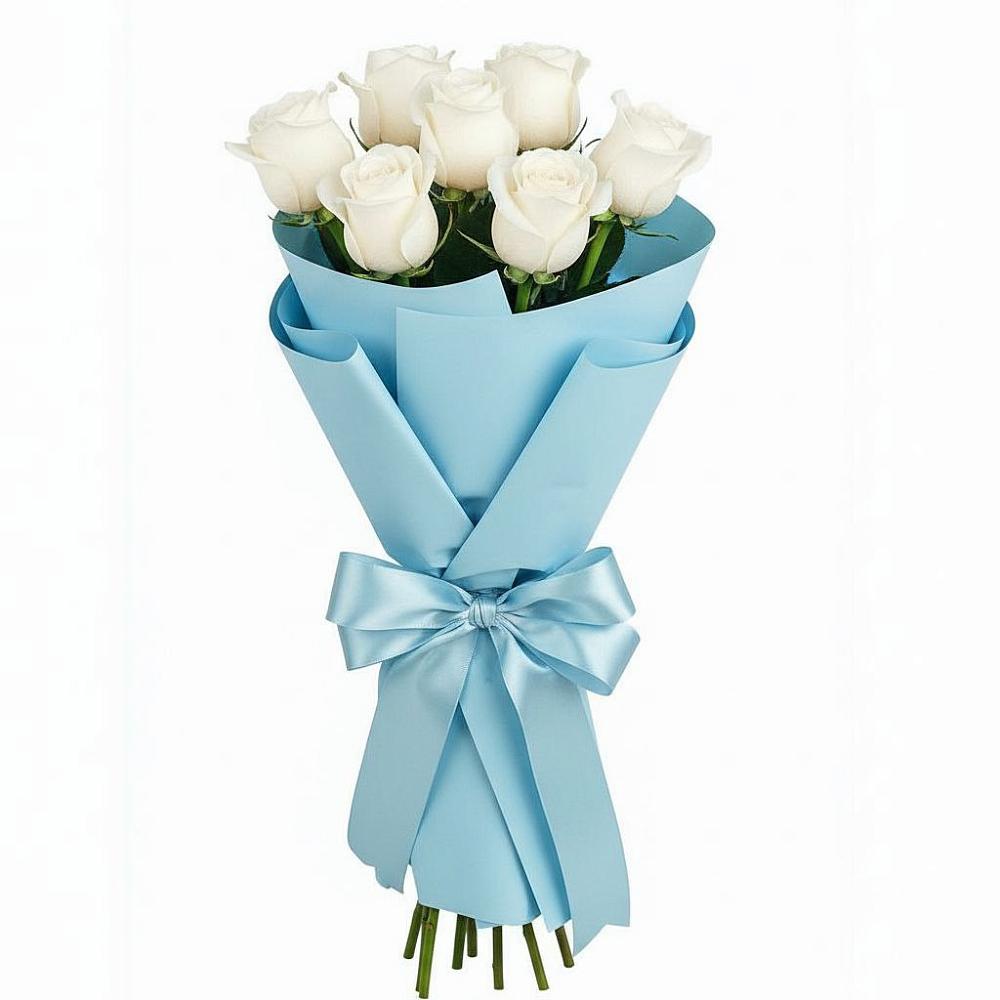 Букет 7 белых роз Проуд в Усинске