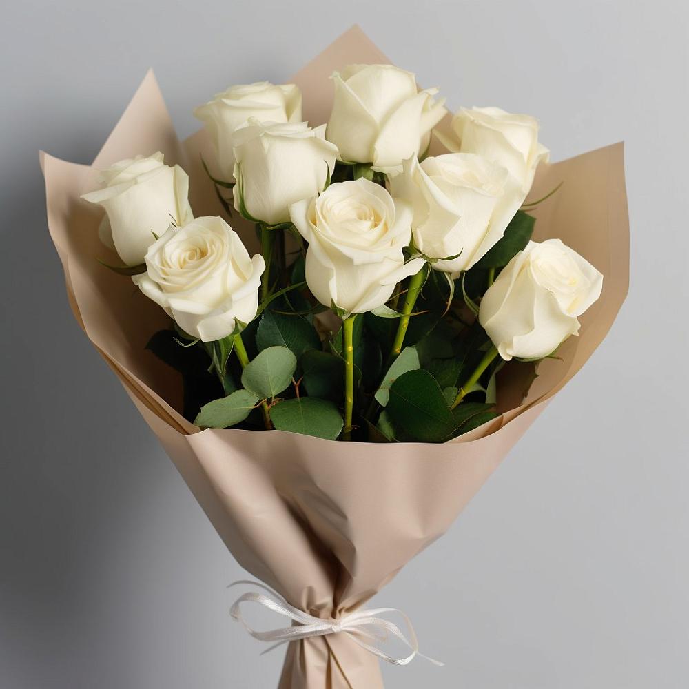 Букет 9 Белых роз Эдлесс Лав в Усинске