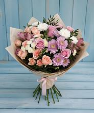Букет цветов из:  Хризантемы, Розы и Альстромерии в Усинске