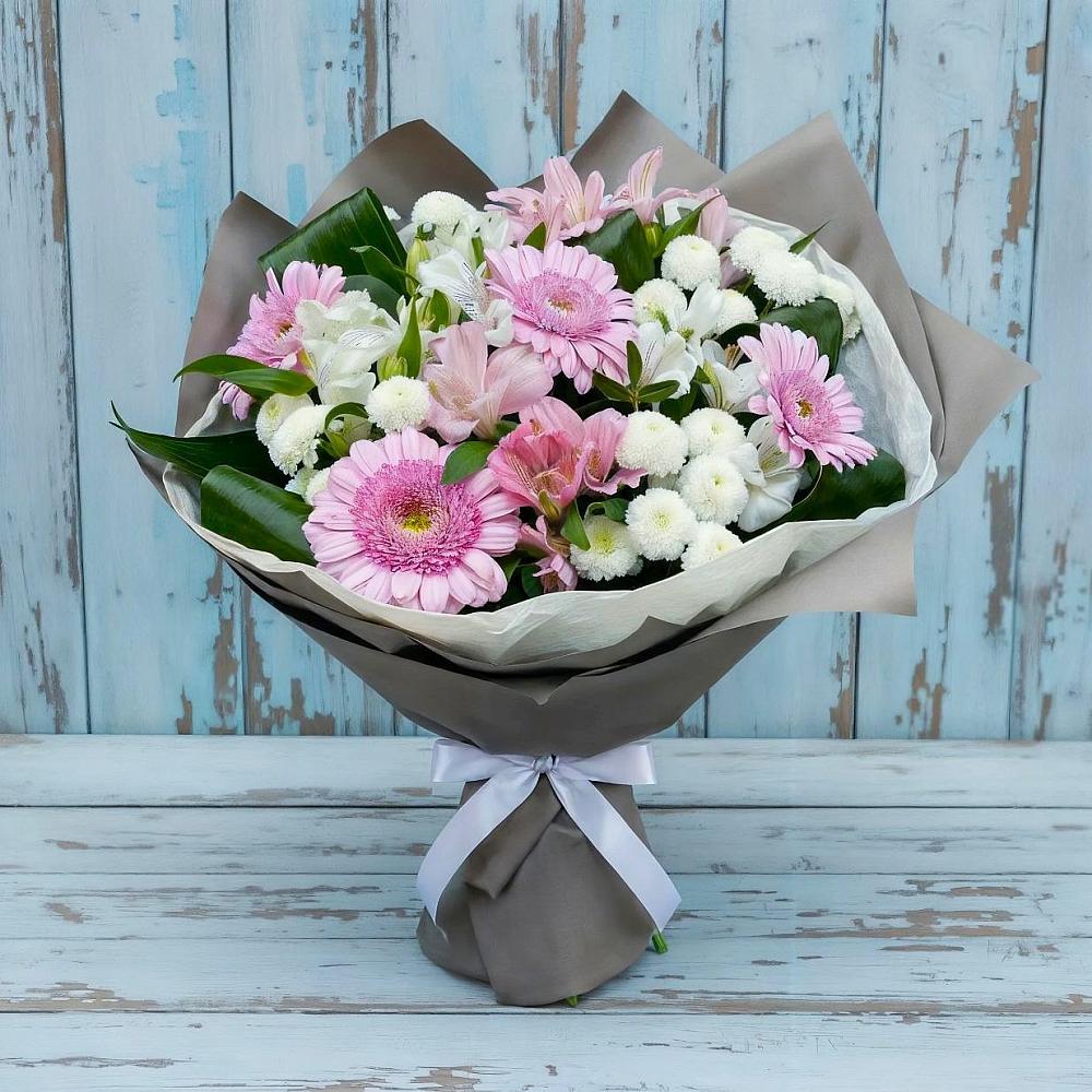 Букет цветов из: Герберы, Альстромерии и Хризантемы в Усинске