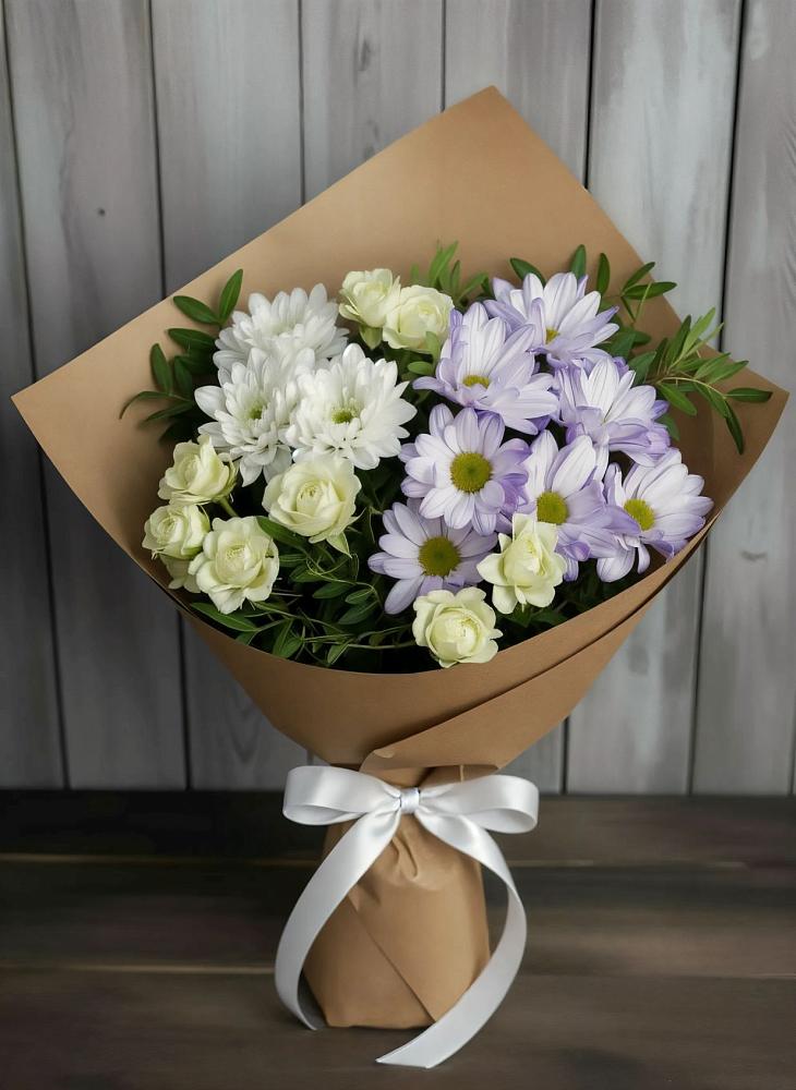 Букет цветов из: Хризантемы и Розы в Усинске